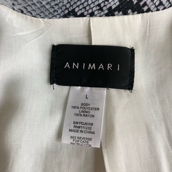 New Animari Blue Grey Snake Print Polyester Light Weight Blazer size L - Picture 14 of 15